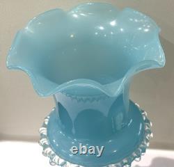 Vase en verre d’art opalin turquoise vintage Empoli italien