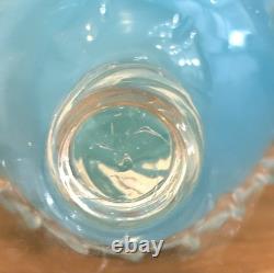 Vase en verre d’art opalin turquoise vintage Empoli italien
