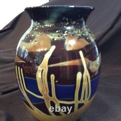 Vase en verre d'art par Al Leadon du Mexique
