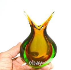 Vase en verre d'art sombres Murano vintage, milieu du siècle, style Flavio Poli, Italie