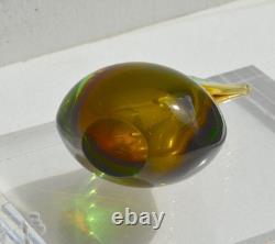 Vase en verre d'art sombres Murano vintage, milieu du siècle, style Flavio Poli, Italie