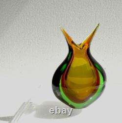 Vase en verre d'art sombres Murano vintage, milieu du siècle, style Flavio Poli, Italie