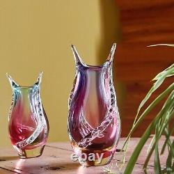 Vase en verre d'art soufflé à la main Sommerso en forme de goutte d'eau 8 pouces de haut