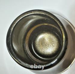 Vase en verre d’art soufflé à la main ambre marron avec éclats dorés, lourd, style Murano 6