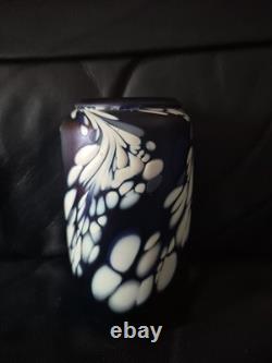 Vase en verre d'art studio vintage irisé