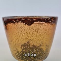 Vase en verre d'art vintage Muller Frères Luneville avec feuilles d'or, hauteur 14,5 cm