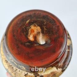 Vase en verre d'art vintage Muller Frères Luneville avec feuilles d'or, hauteur 14,5 cm