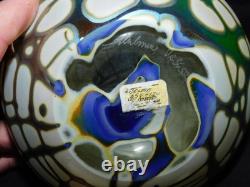Vase en verre d’art vintage Stuart Abelman, 100 % original et signé par l’artiste - 3 1/2