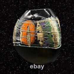 Vase en verre d'art vintage de Daniel Edln Edler 1999 numéroté 250810 texturé 7t 5w