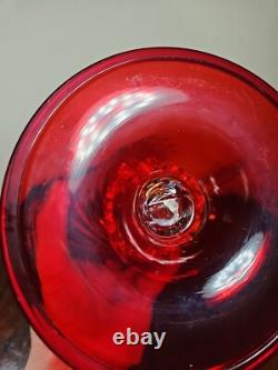 Vase en verre d'art vintage en murano rouge et or, à pied, de style moyen siècle vénitien