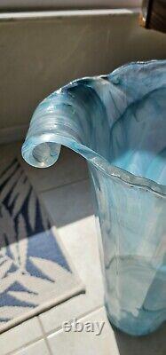 Vase en verre de Murano Art Déco de 20 pouces de hauteur