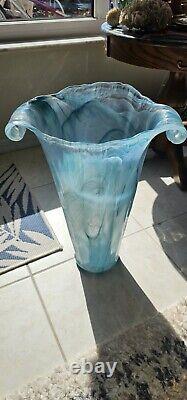 Vase en verre de Murano Art Déco de 20 pouces de hauteur