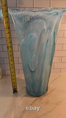 Vase en verre de Murano Art Déco de 20 pouces de hauteur