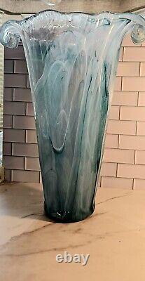 Vase en verre de Murano Art Déco de 20 pouces de hauteur