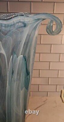 Vase en verre de Murano Art Déco de 20 pouces de hauteur