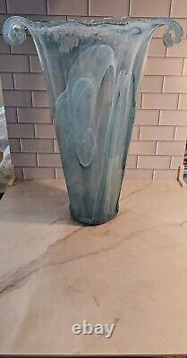 Vase en verre de Murano Art Déco de 20 pouces de hauteur