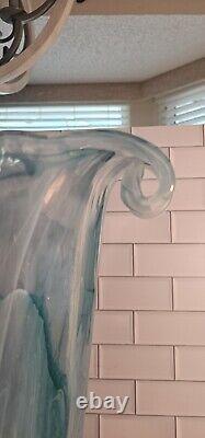 Vase en verre de Murano Art Déco de 20 pouces de hauteur