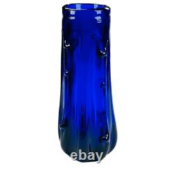 Vase en verre de Murano Bristol bleu cobalt Azura h28cm milieu du siècle