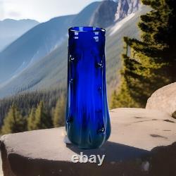 Vase en verre de Murano Bristol bleu cobalt Azura h28cm milieu du siècle