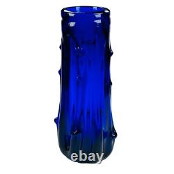 Vase en verre de Murano Bristol bleu cobalt Azura h28cm milieu du siècle