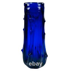 Vase en verre de Murano Bristol bleu cobalt Azura h28cm milieu du siècle