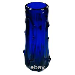 Vase en verre de Murano Bristol bleu cobalt Azura h28cm milieu du siècle