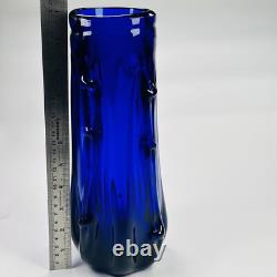 Vase en verre de Murano Bristol bleu cobalt Azura h28cm milieu du siècle