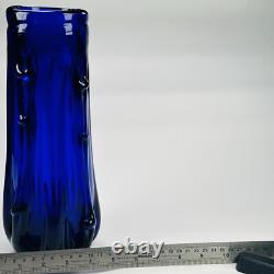 Vase en verre de Murano Bristol bleu cobalt Azura h28cm milieu du siècle