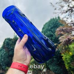 Vase en verre de Murano Bristol bleu cobalt Azura h28cm milieu du siècle