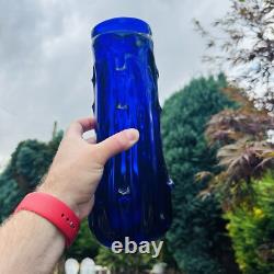Vase en verre de Murano Bristol bleu cobalt Azura h28cm milieu du siècle