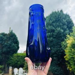 Vase en verre de Murano Bristol bleu cobalt Azura h28cm milieu du siècle