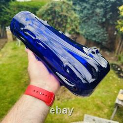 Vase en verre de Murano Bristol bleu cobalt Azura h28cm milieu du siècle