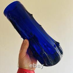 Vase en verre de Murano Bristol bleu cobalt Azura h28cm milieu du siècle