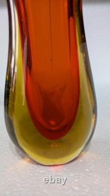 Vase en verre de Murano en forme de goutte sculptural orange Sommerso par Flavio Poli pour Seguso