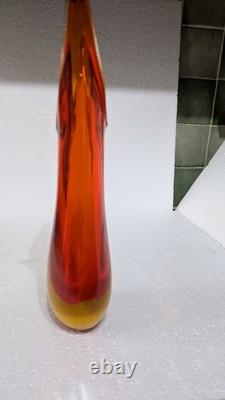 Vase en verre de Murano en forme de goutte sculptural orange Sommerso par Flavio Poli pour Seguso