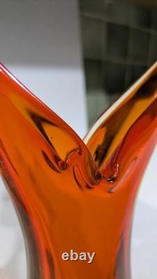 Vase en verre de Murano en forme de goutte sculptural orange Sommerso par Flavio Poli pour Seguso