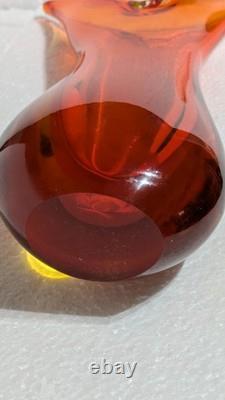 Vase en verre de Murano en forme de goutte sculptural orange Sommerso par Flavio Poli pour Seguso