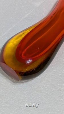 Vase en verre de Murano en forme de goutte sculptural orange Sommerso par Flavio Poli pour Seguso