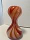 Vase En Verre De Murano Marbré Rouge Et Blanc. Fabriqué Par Carlo Moretti.