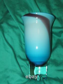 Vase en verre de Murano vintage GRAND VASE EN VERRE MURANO bleu violet VERRE D'ART