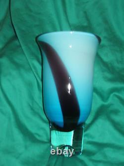 Vase en verre de Murano vintage GRAND VASE EN VERRE MURANO bleu violet VERRE D'ART