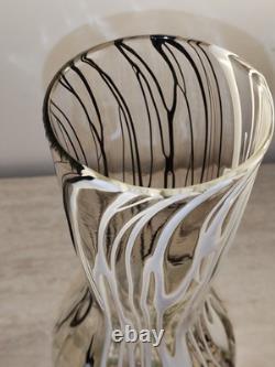 Vase en verre de Murano vintage multicolore noir/blanc/transparent des années 1960 mi-siècle
