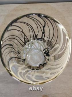 Vase en verre de Murano vintage multicolore noir/blanc/transparent des années 1960 mi-siècle