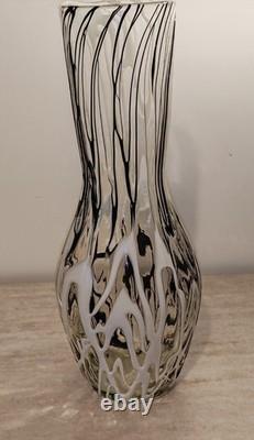 Vase en verre de Murano vintage multicolore noir/blanc/transparent des années 1960 mi-siècle