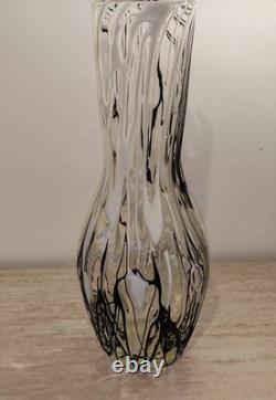 Vase en verre de Murano vintage multicolore noir/blanc/transparent des années 1960 mi-siècle