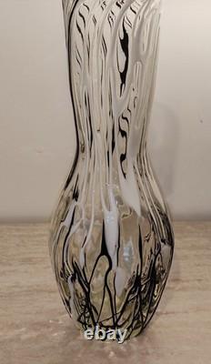 Vase en verre de Murano vintage multicolore noir/blanc/transparent des années 1960 mi-siècle