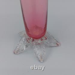 Vase en verre de canneberge, antique victorien, en verre d'art soufflé à la main