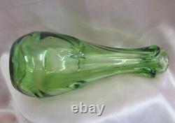 Vase en verre de cristal tchèque bohémien fait main de grande taille vintage