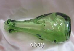 Vase en verre de cristal tchèque bohémien fait main de grande taille vintage