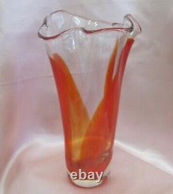Vase en verre de cristal vintage fait main et poli à la main